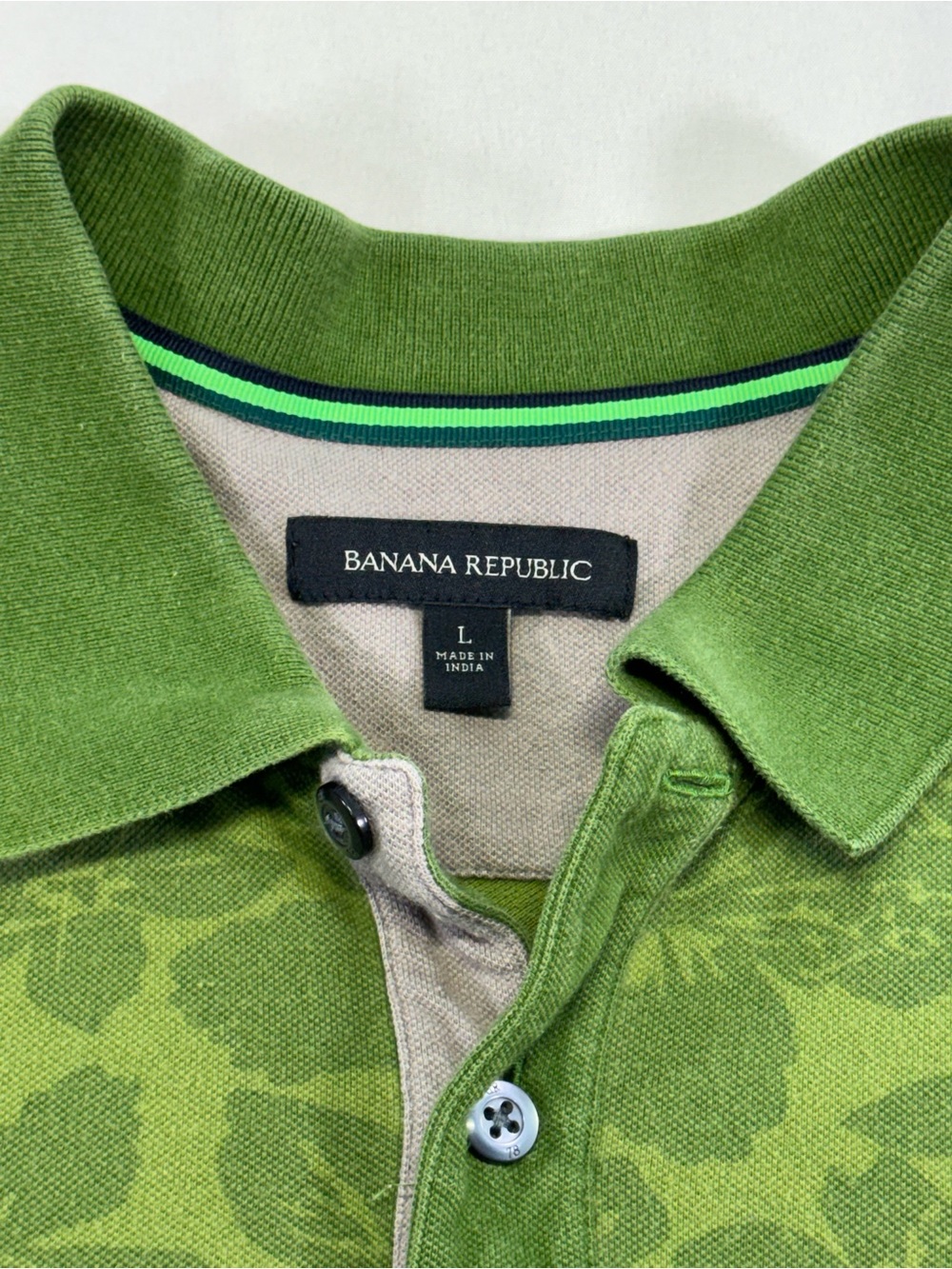 Banana Republic Olive Green Floral Jacquard Polo - Picture 8 of 8